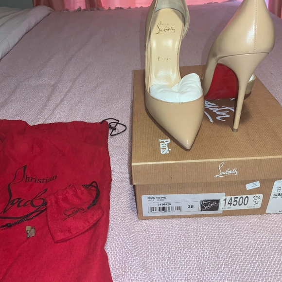Nude Christian Louboutin Iriza 100mm Pumps - Picture 2 of 8